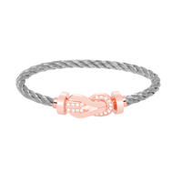 [Luna Brilliance]CHANCE LARGE 8 FIGURE BUCKLE HALF DIAMOND BRACELET ROSE GOLD