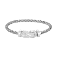 [Luna Brilliance]CHANCE LARGE 8 FIGURE BUCKLE HALF DIAMOND BRACELET SILVER
