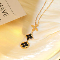 [Luna Brilliance]STAR AND SUN ONYX PINK GOLD NECKLACE