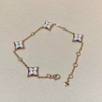 [Luna Brilliance]STAR 4 MOTIF MOP DIAMOND PINK GOLD BRACELET