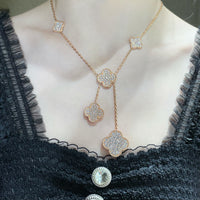 [Luna Brilliance]CLOVER 6 MOTIF DIAMOND PAVED NECKLACE