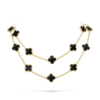 [Luna Brilliance]CLOVER 20 MOTIFS ONYX NECKLACE