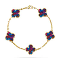 [Luna Brilliance]CLOVER 5 MOTIF COLOR GEMSTONES BRACELET COLLECTION