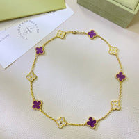 [Luna Brilliance]CLOVER 10 MOTIFS  PURPLE VIOLET DIAMOND NECKLACE