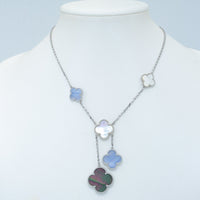 [Luna Brilliance]CLOVER MOP CHALCEDONY NECKLACE SILVER 6 MOTIF