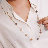 [Luna Brilliance]CLOVER 20 MOTIFS DARK MOP DIAMOND  NECKLACE