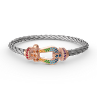 [Luna Brilliance]FORCE LARGE HORSESHOE  COLORED DIAMOND BRACELET ROSE GOLD